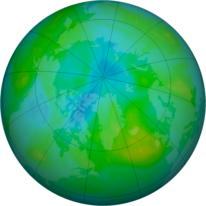 Arctic ozone map for 20 August 2009